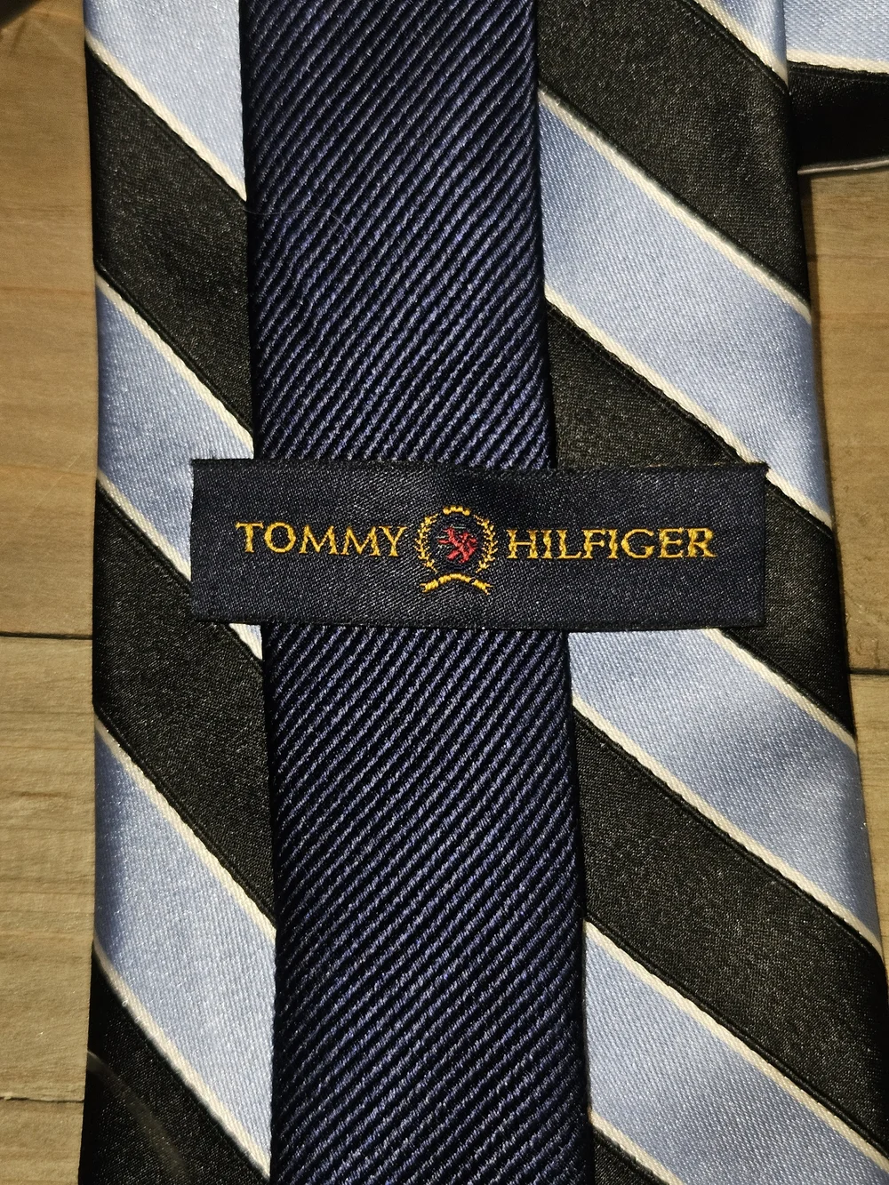 Tommy Hilfiger Black, Light Blue & Cream Striped Tie